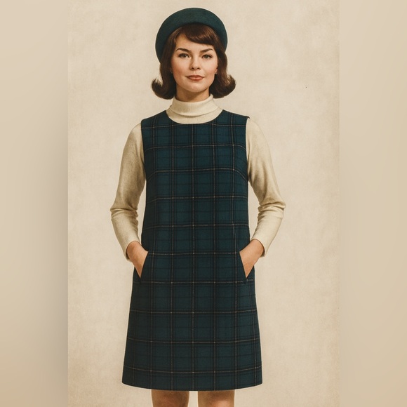 Pendleton Dresses & Skirts - Rare Vintage 1950s–60s Pendleton Wool Green Plaid Jumper Dress Collector’s Piece